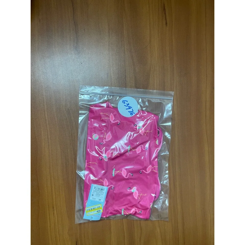 Cat & Jack Girls Pink Flamingo Print One Piece Swimsuit 5T New With Tags